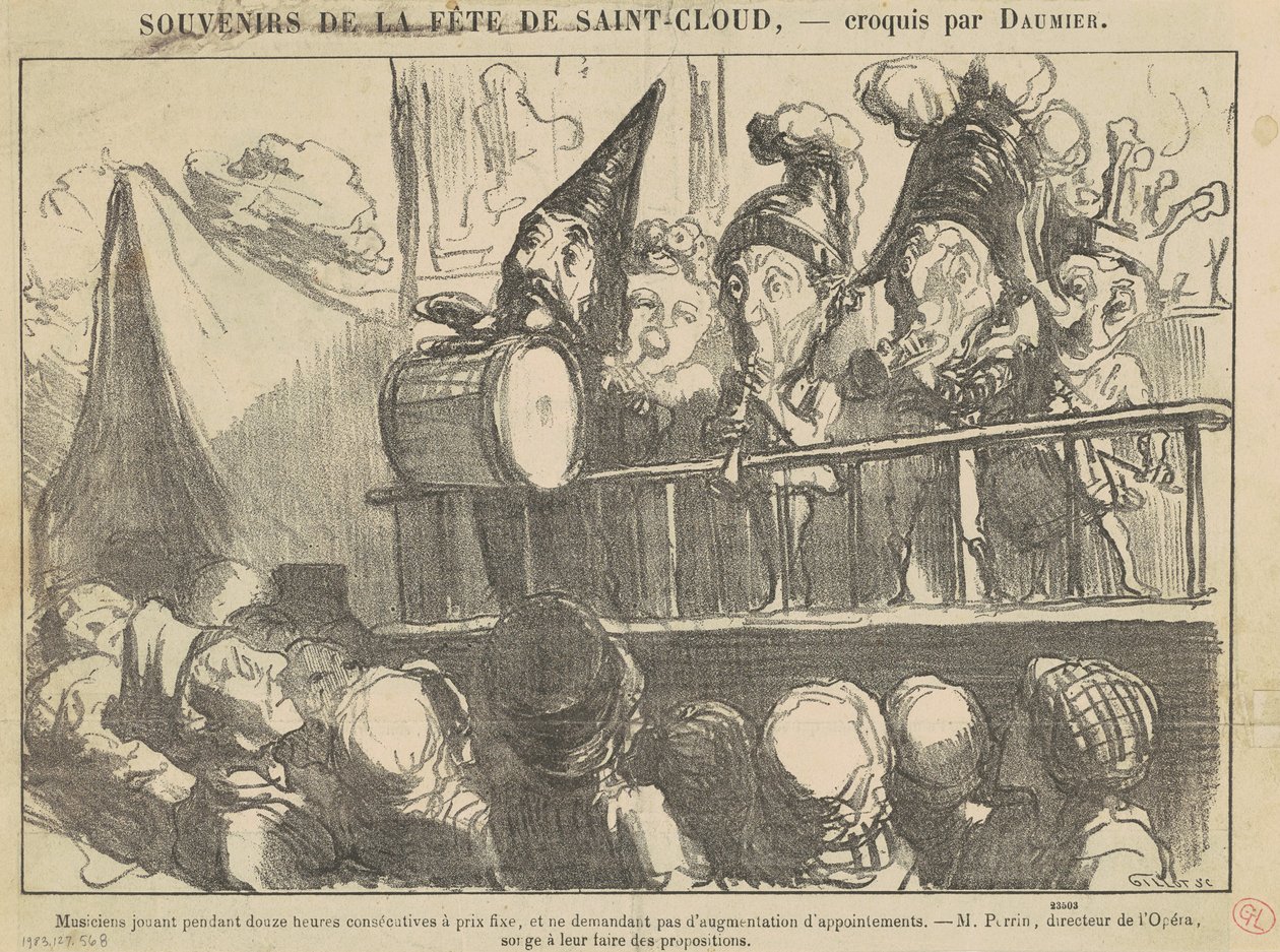 Muusikot soittavat kaksitoista tuntia... tekijältä Honoré Daumier
