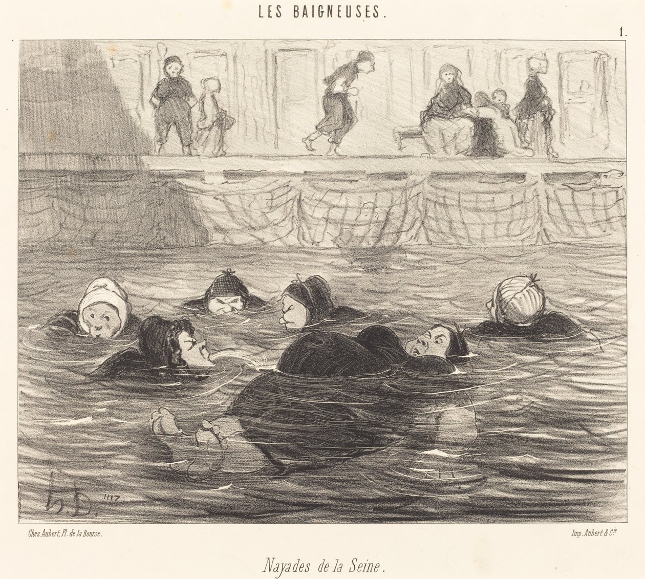 Nayades de la Seine (Seinen merinymfit) tekijältä Honoré Daumier