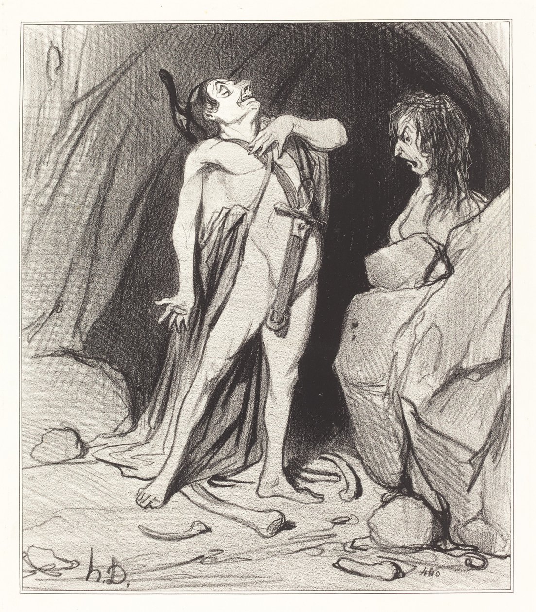 Oidipus sfinksillä tekijältä Honoré Daumier