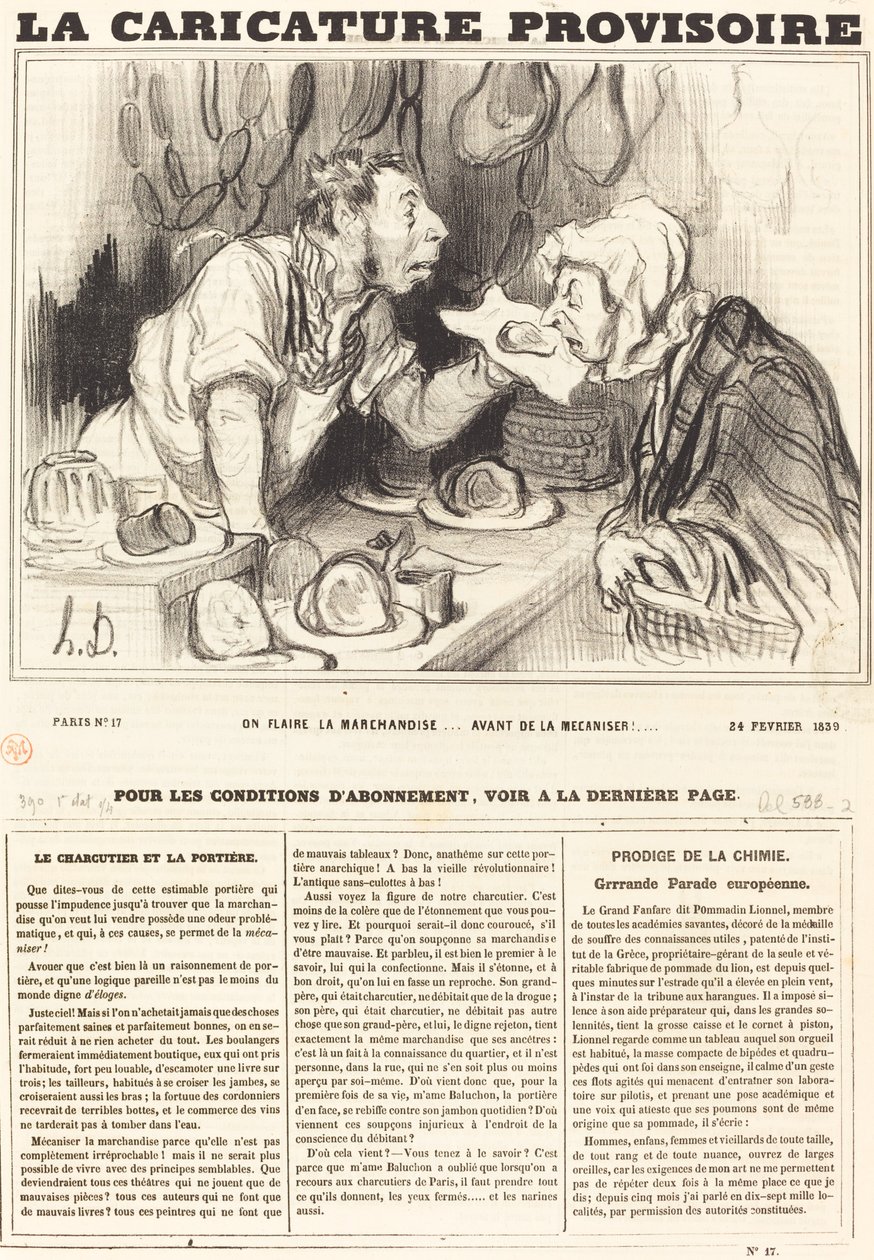 Haistamme tavarat... ennen koneistamista!... tekijältä Honoré Daumier