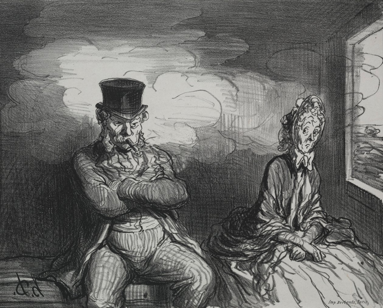 Junassa: Miellyttävä seuralainen, 1862. tekijältä Honoré Daumier