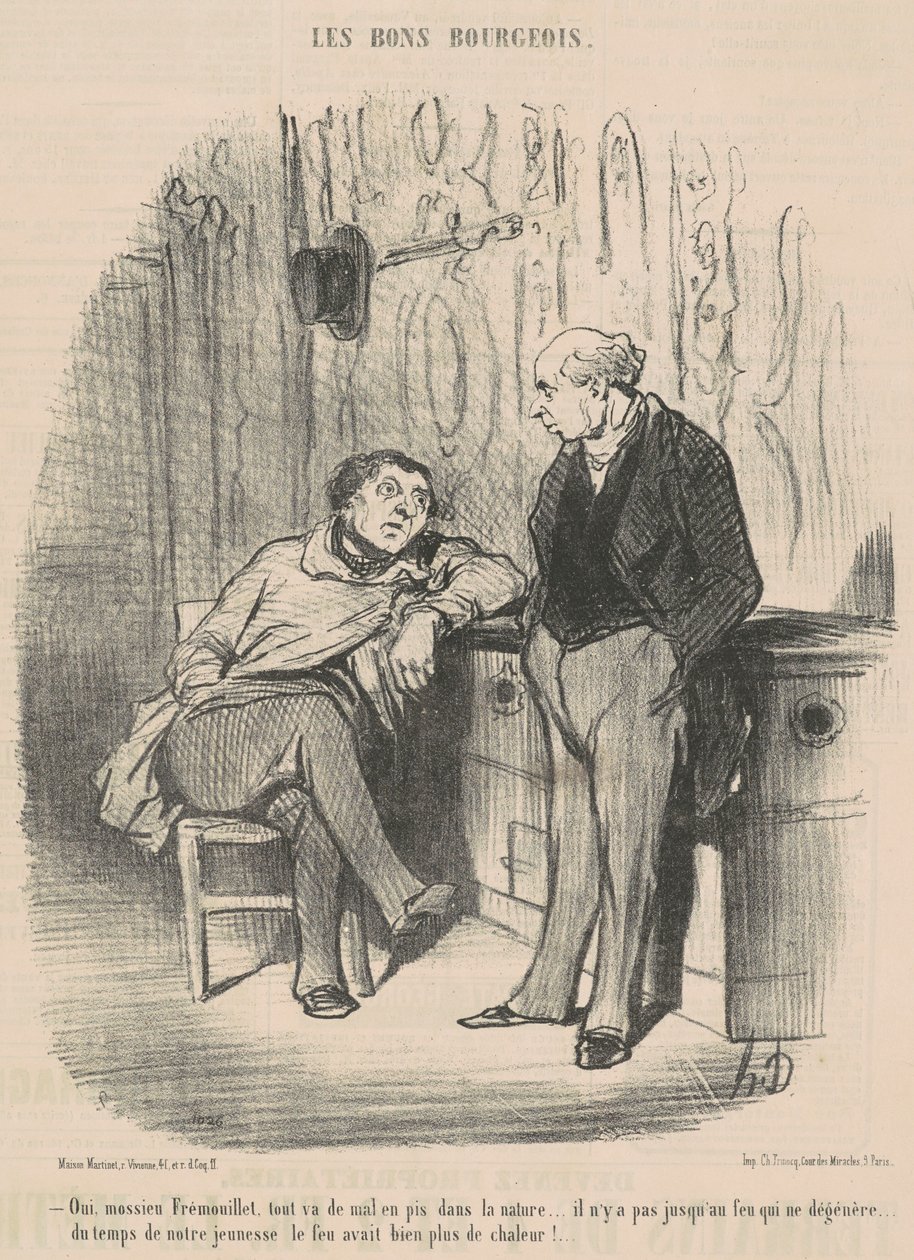 Kyllä, Mossieu Fremoillet, kaikki menee huonosta pahempaan... tekijältä Honoré Daumier