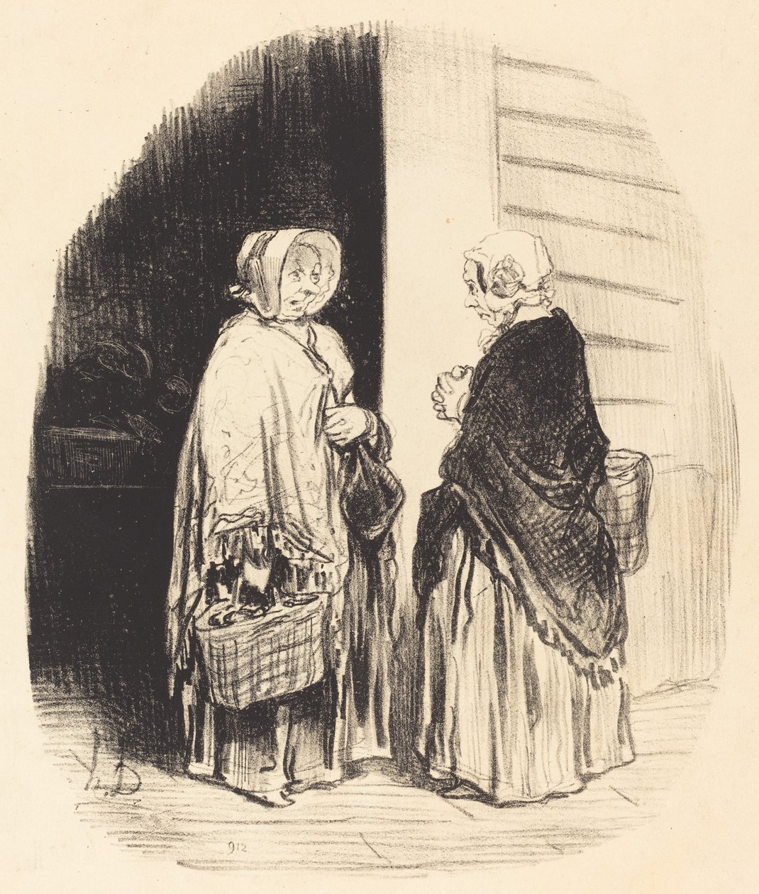 Kyllä, rouva Chaboulard... kaksikymmentäneljä ruokakauppaa... [recto] tekijältä Honoré Daumier