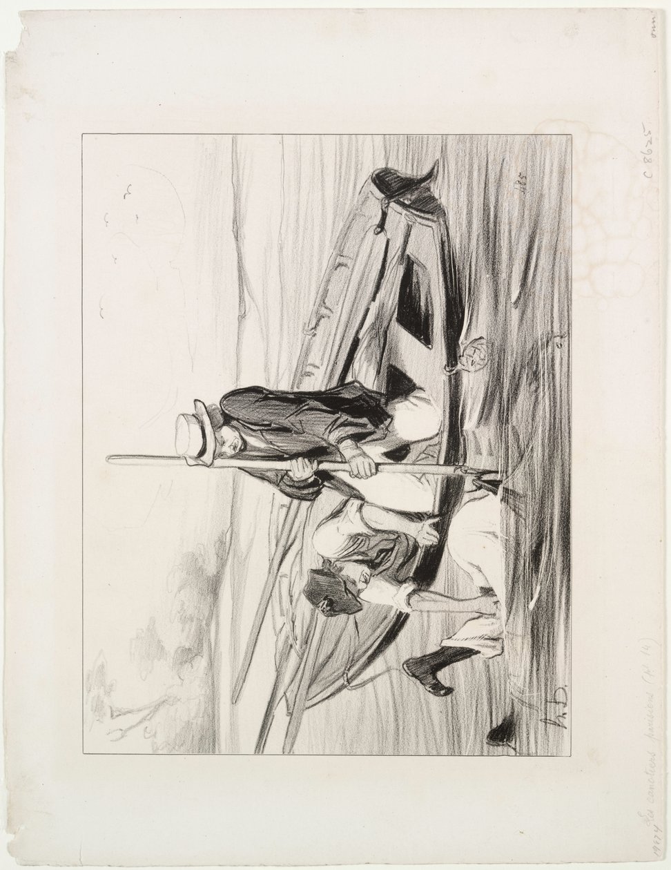 Parisian Boatmen, levy 14: Mies yli laidan tekijältä Honoré Daumier
