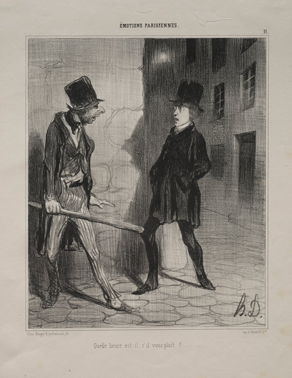 Parisian Emotions, levy 11: Paljonko kello on, 24. marraskuuta 1839. tekijältä Honoré Daumier