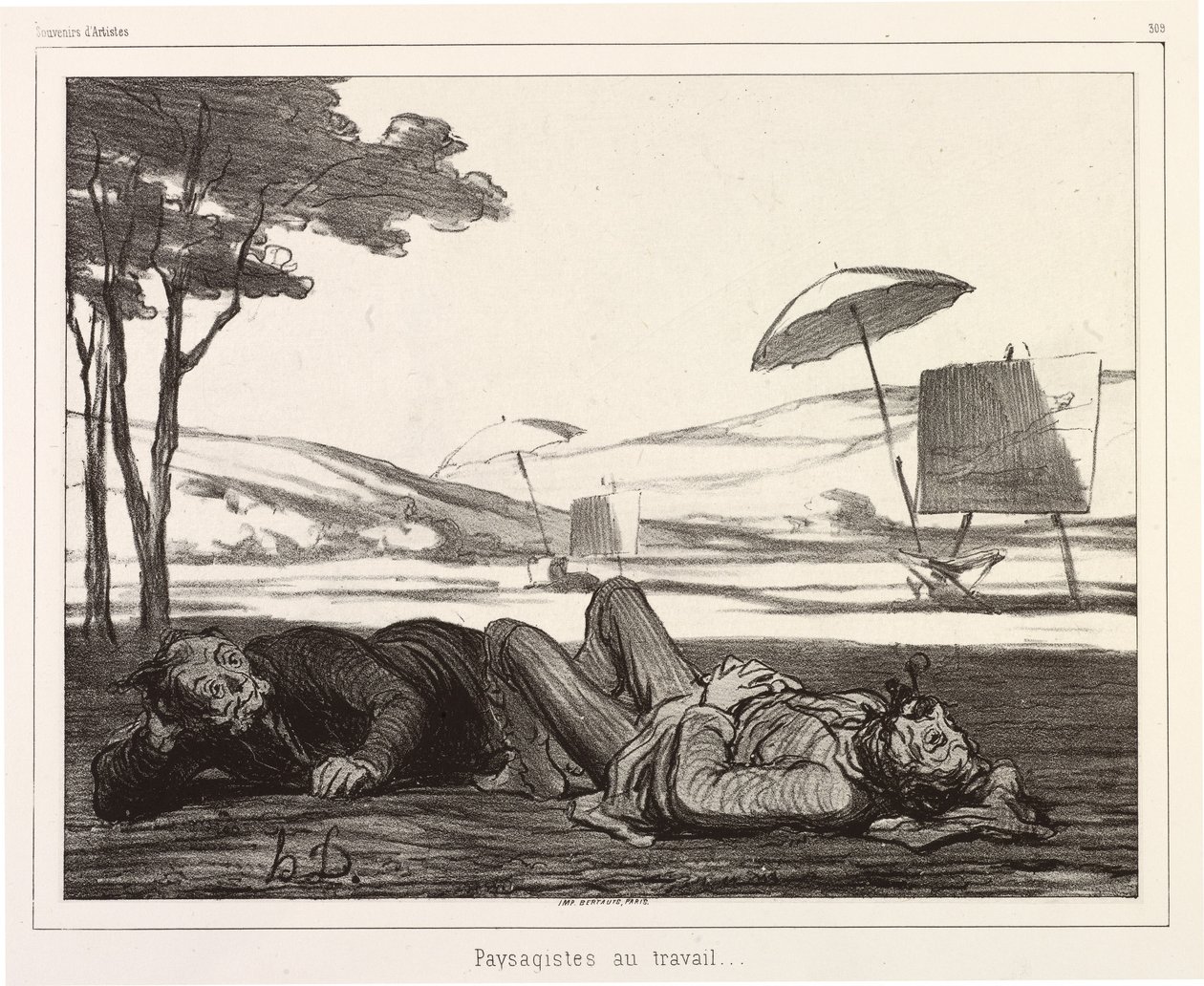Maisemataiteilijat työssä tekijältä Honoré Daumier