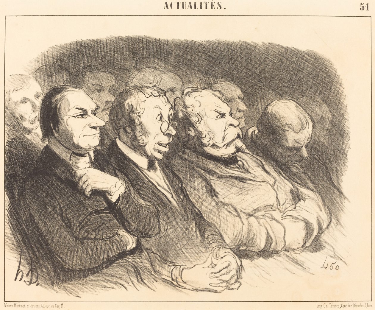 Katsojien fysiognomiat Porte St.-Martinissa... tekijältä Honoré Daumier