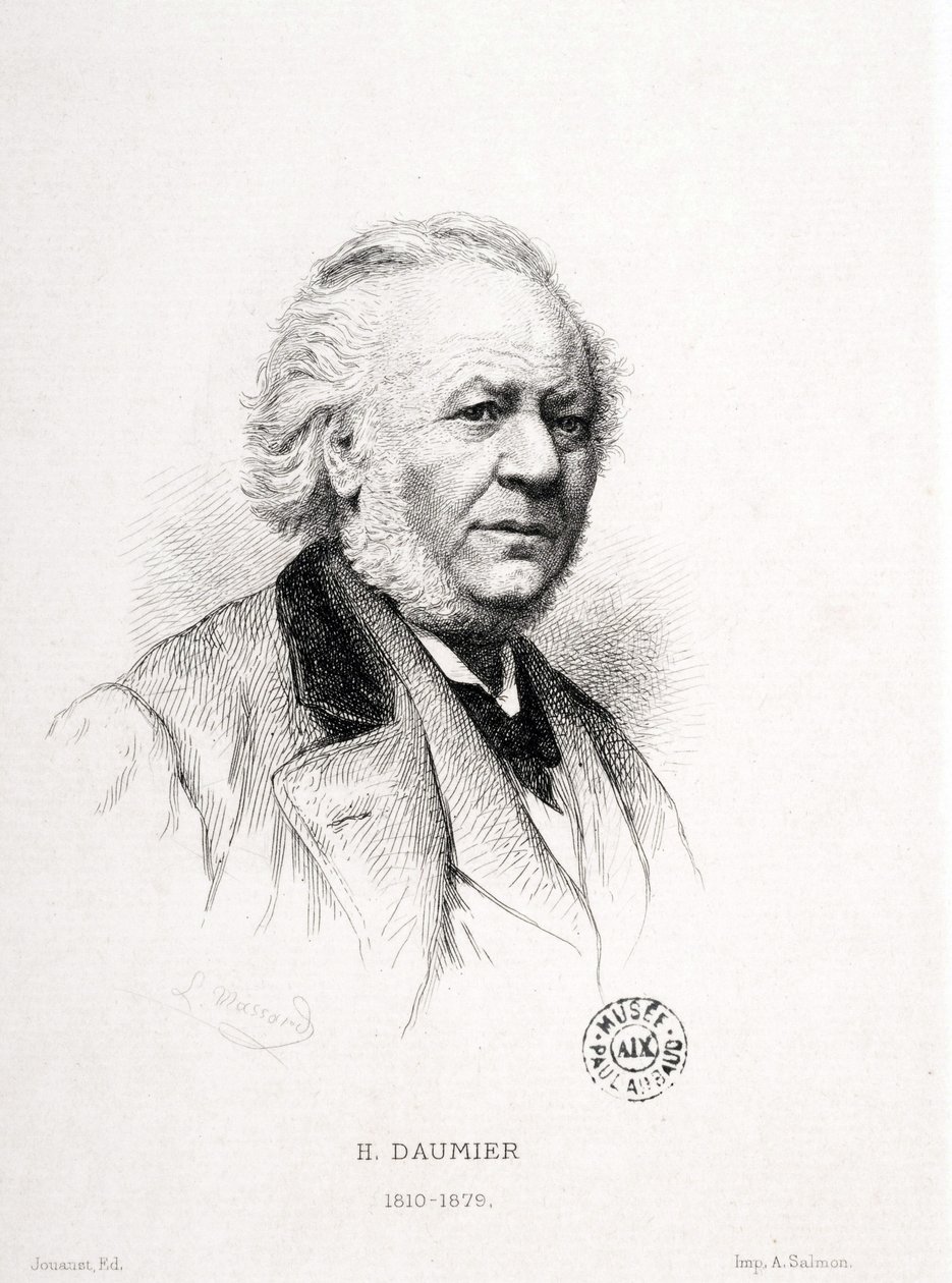 Honore Daumierin (1808-1879), ranskalaisen kaivertajan, maalarin ja kuvanveistäjän muotokuva. Massard-kaiverrus. Mitat: 15 x 11,5 cm. Arbaud-museo. tekijältä Honoré Daumier