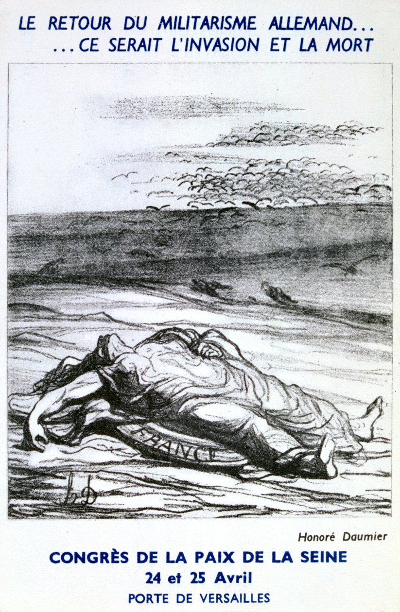 Postikortti, joka mainostaa Pariisin Seinen rauhankongressia tekijältä Honoré Daumier