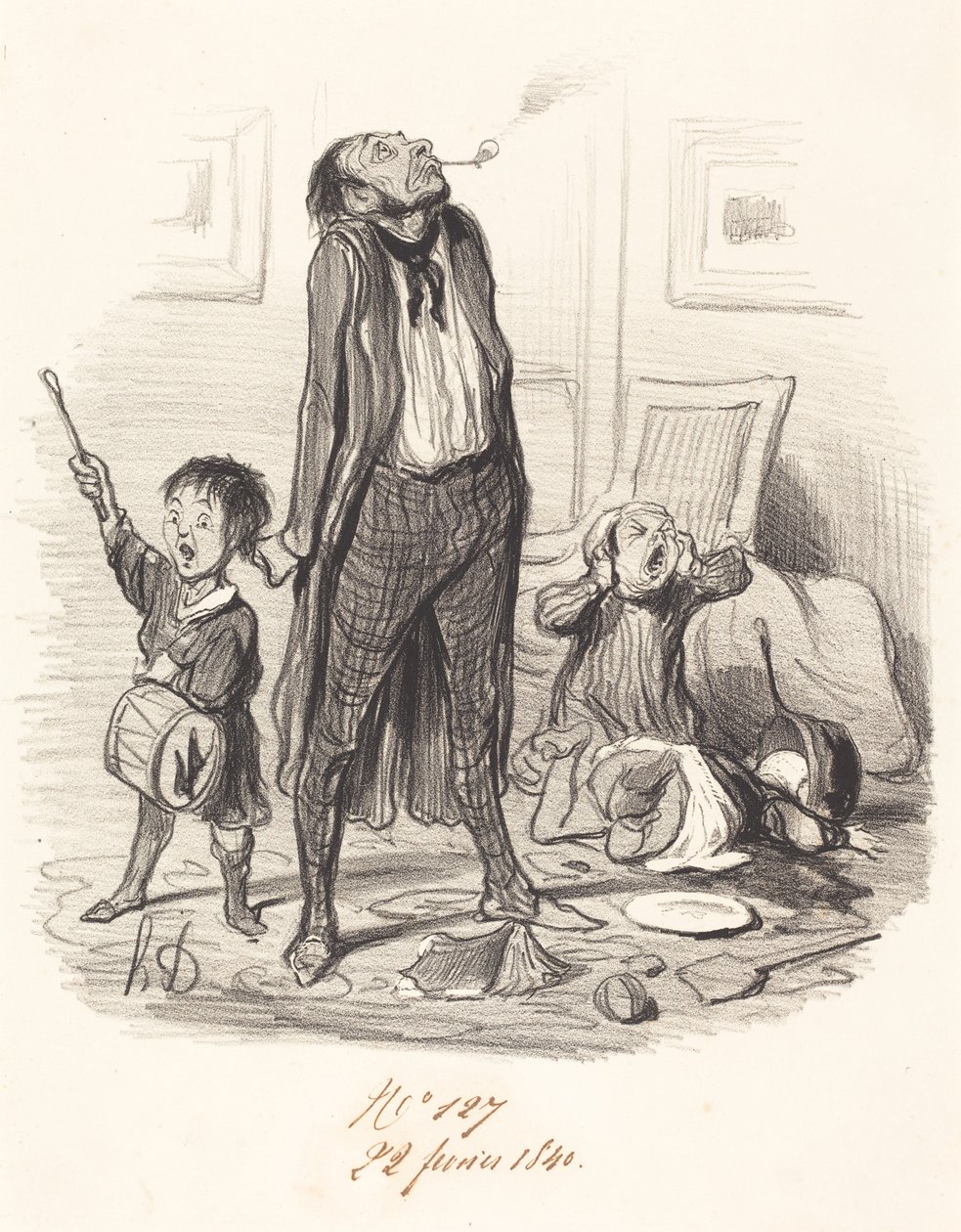 Klassinen runoilija säveltää eklogaa... tekijältä Honoré Daumier