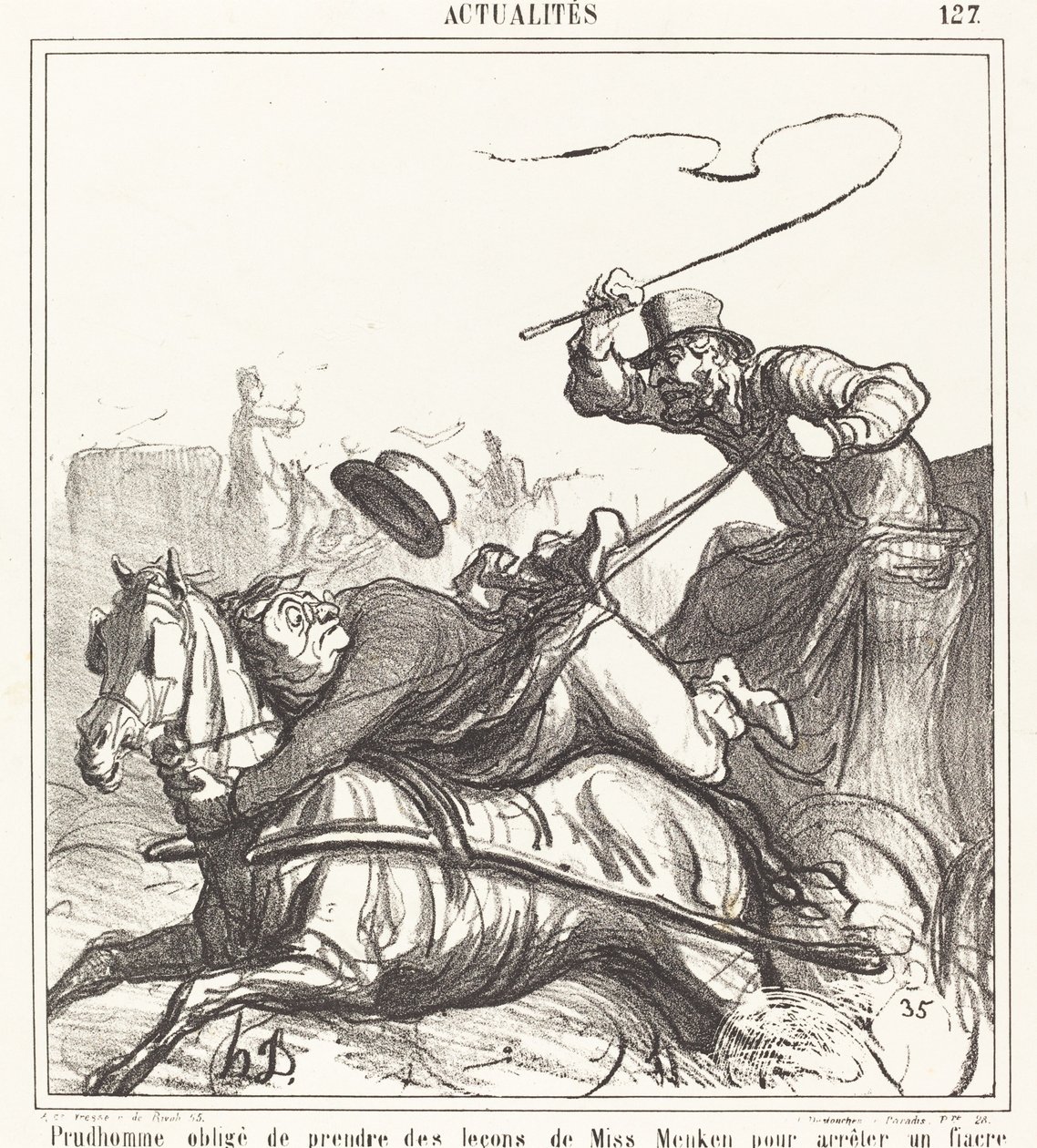 Prudhomme pakotettiin ottamaan oppitunteja... tekijältä Honoré Daumier