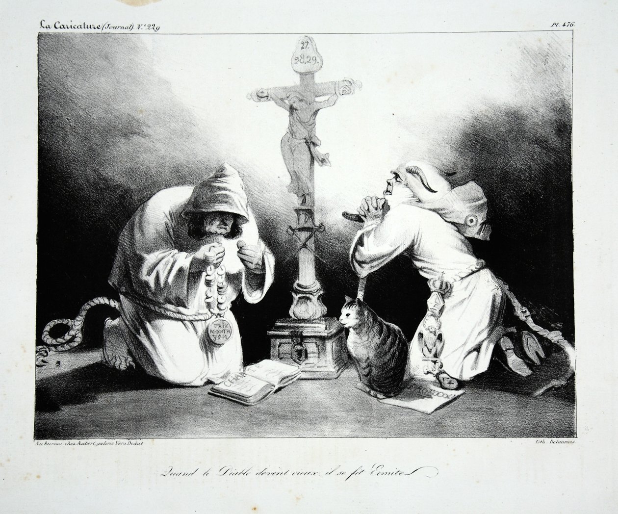 Kun paholainen tuli vanhaksi, hän teki itselleen Erakon, pubin. 1835 tekijältä Honoré Daumier