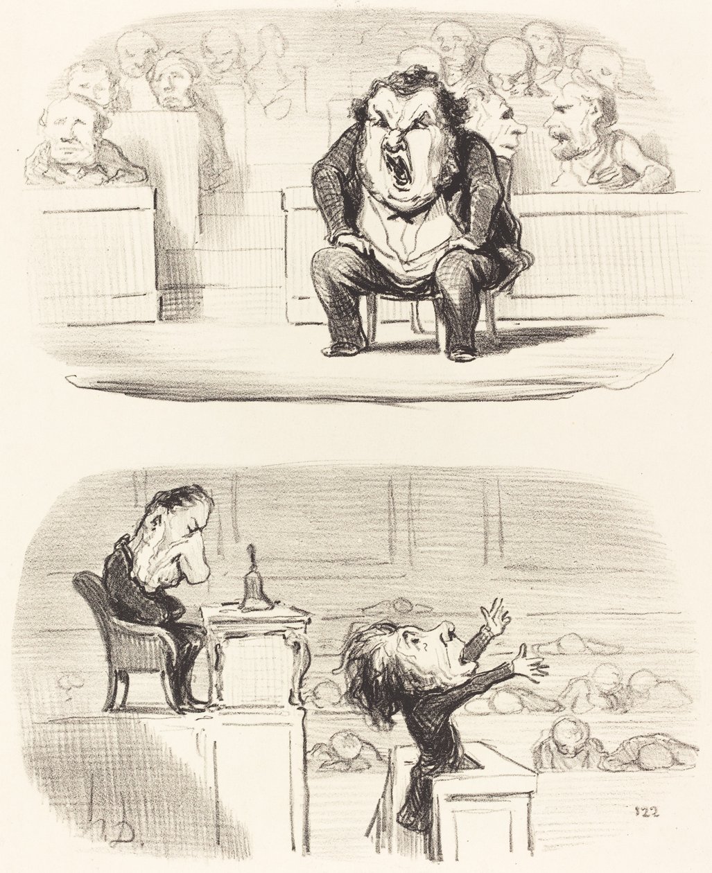 Kun tylsä ​​puhuja ottaa puhujakorotuksen tekijältä Honoré Daumier