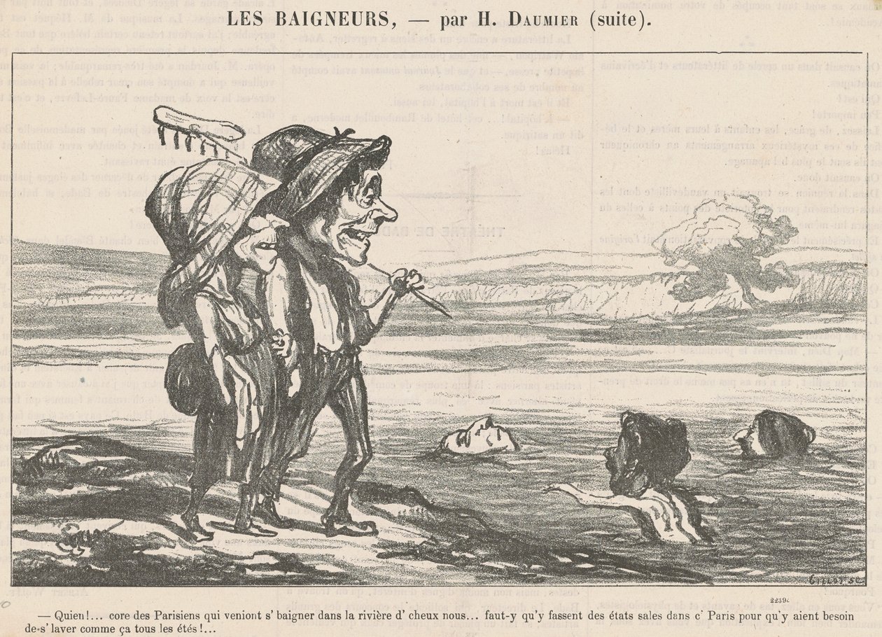 Quien! ... Pariisilaisten ydin, joka tuli kylpemään ... tekijältä Honoré Daumier