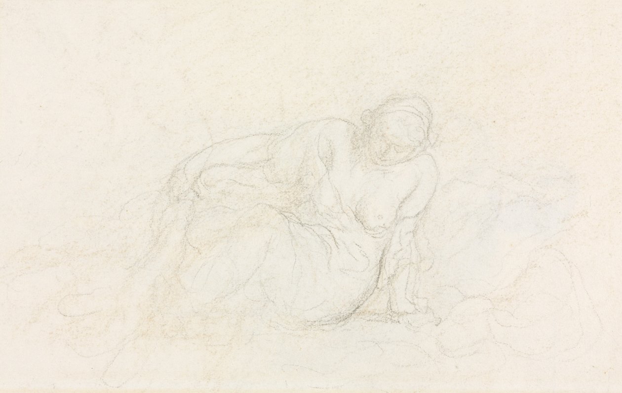 Makaava nainen nojaa käsivarrelleen, 185560. tekijältä Honoré Daumier
