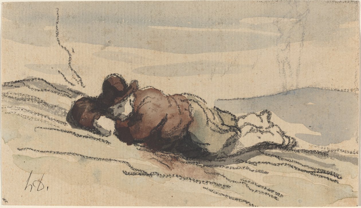 Lepää maalla (Sancho Panza) tekijältä Honoré Daumier