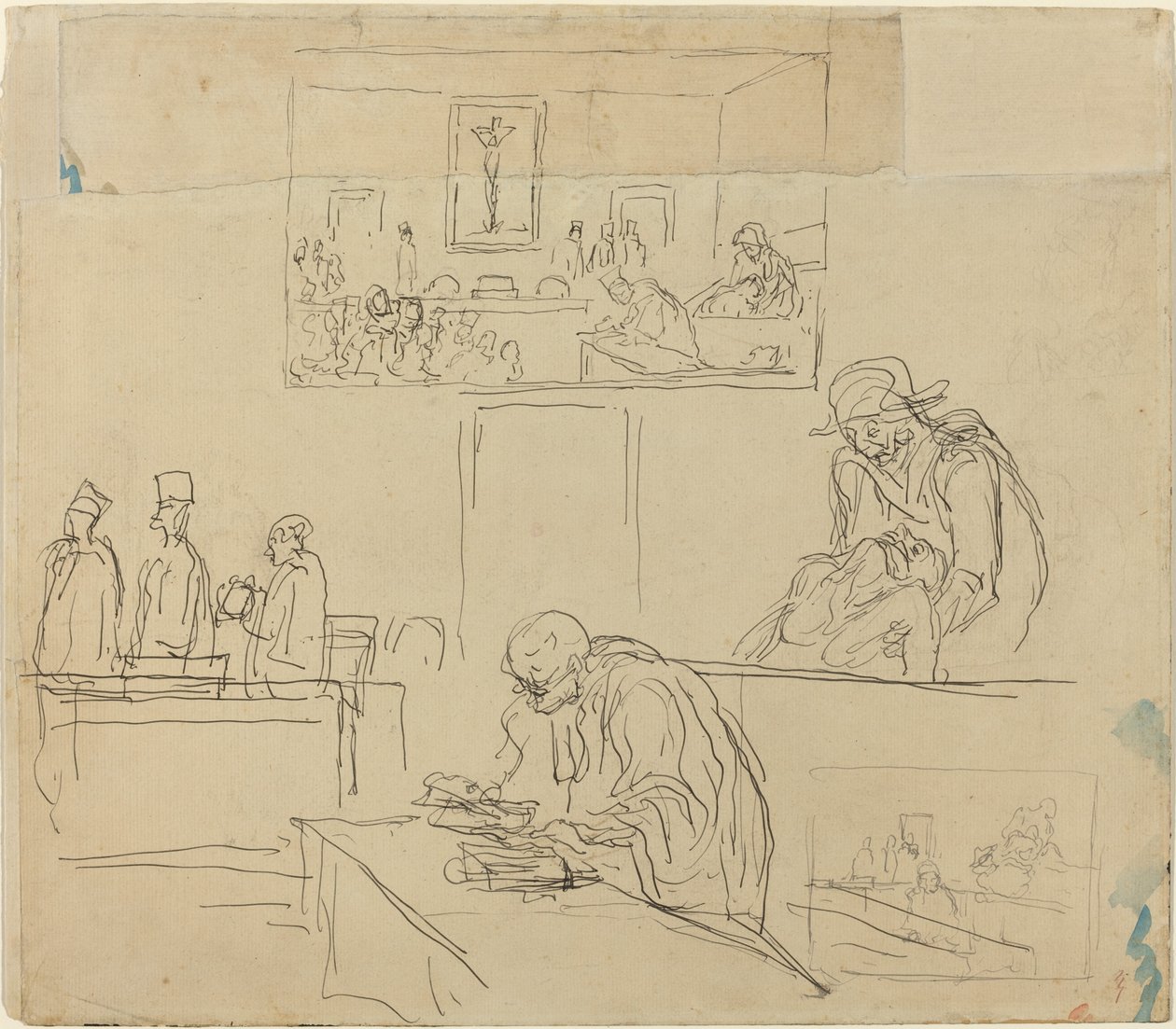 Tuomioistuimen kohtaus (tuomio) tekijältä Honoré Daumier