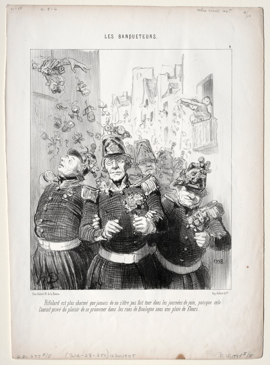 The Banqueters, levy 4: Rifolard on viehättävämpi kuin koskaan..., 1848. tekijältä Honoré Daumier
