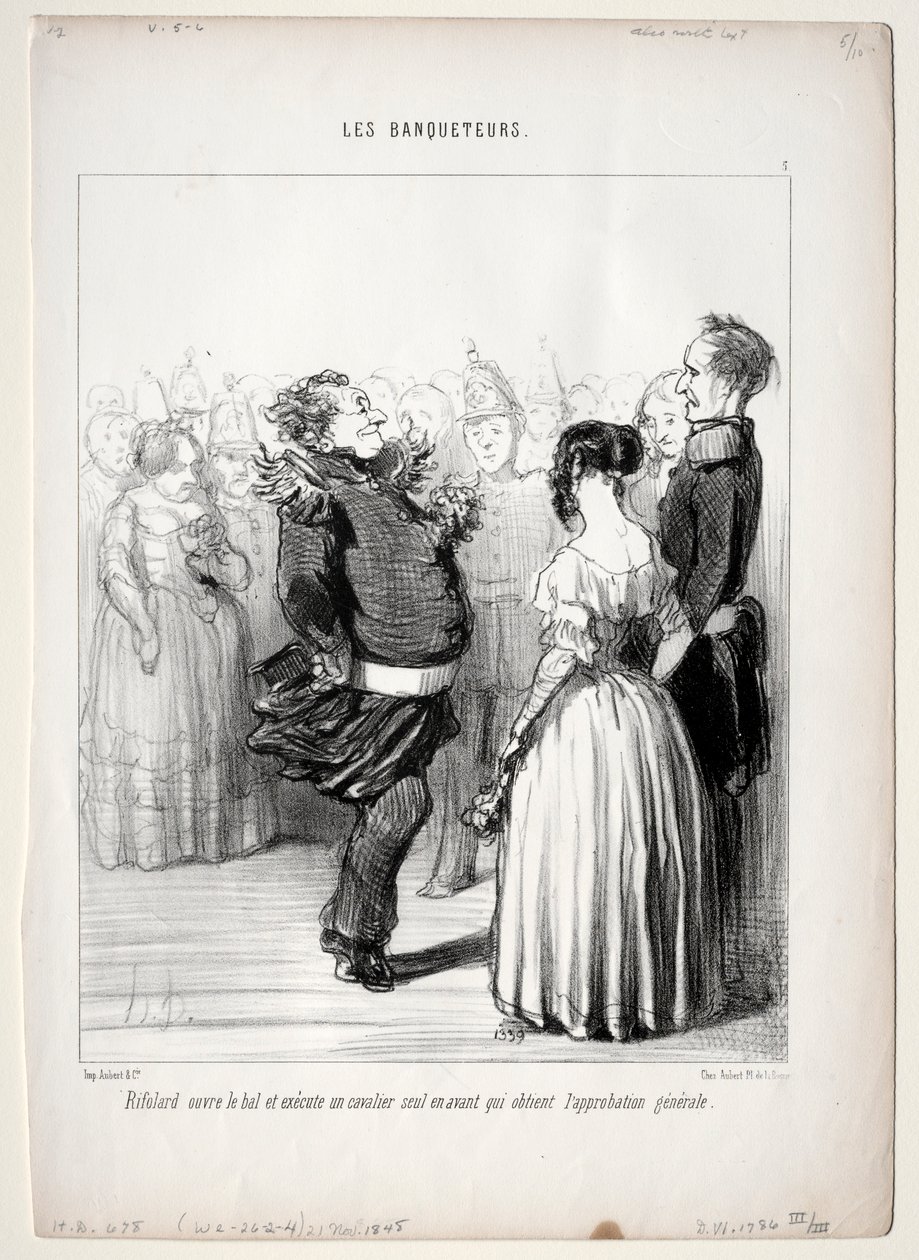 Juhlat, levy 5: Rifolard avaa pallon, 1848. tekijältä Honoré Daumier