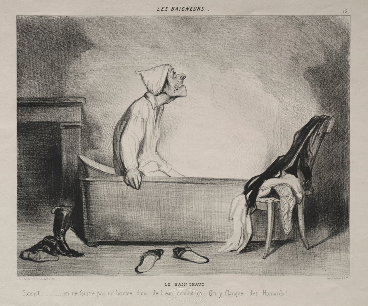 The Bathers, levy 12: The Hot Bath, 28. lokakuuta 1839. tekijältä Honoré Daumier