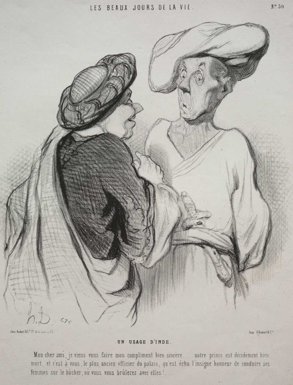 Elämän kauniit päivät, levy 30: Intialainen tapa, 1844. tekijältä Honoré Daumier