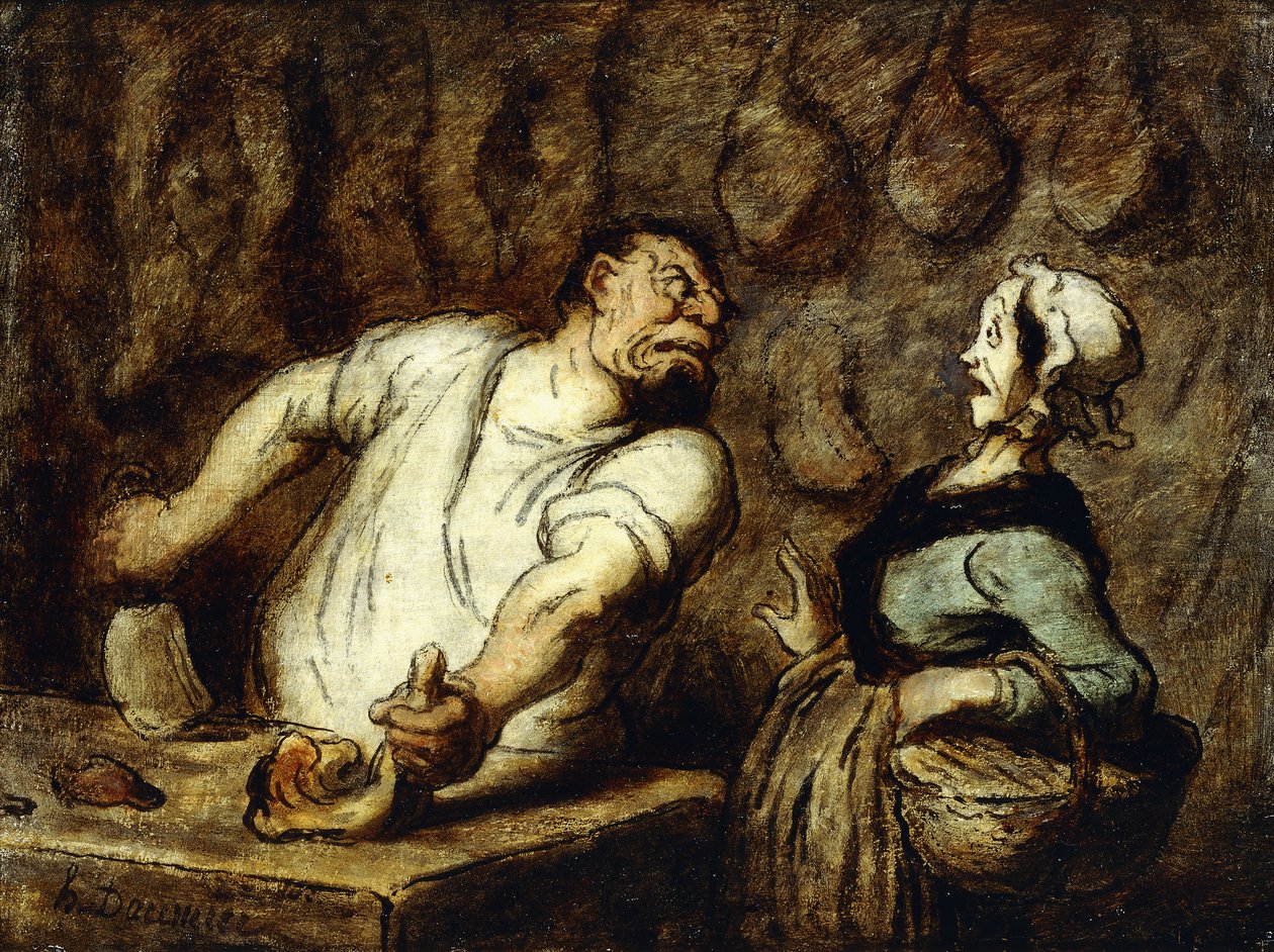 Teurastaja Montmartren torilla, 1857-58 tekijältä Honoré Daumier
