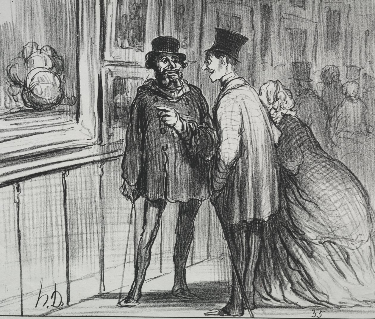 Vuoden 1859 näyttely (levy 8): Taidemaalari, jolla oli maalaus, kieltäytyi... tekijältä Honoré Daumier