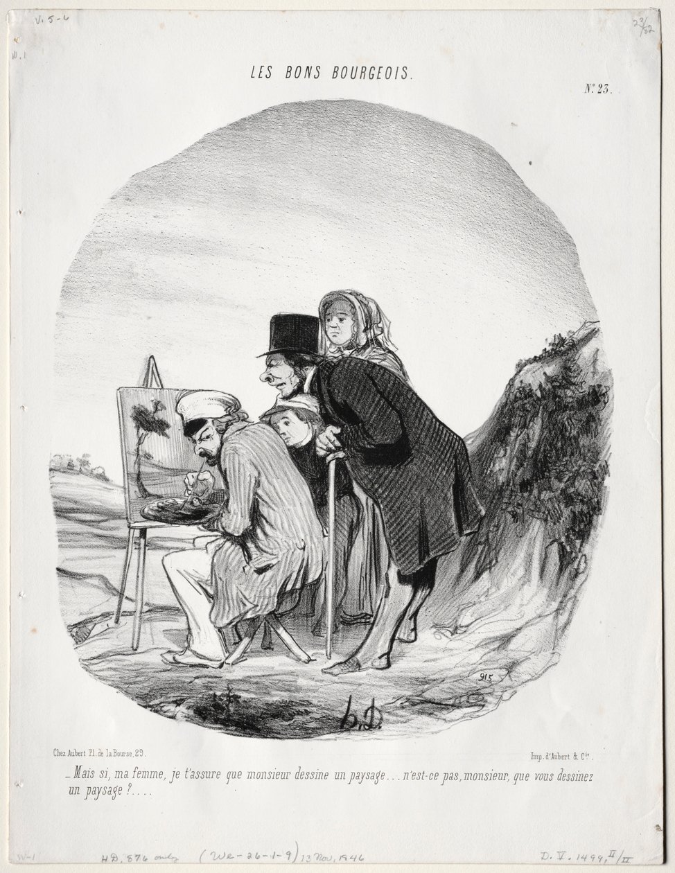 Hyvä porvari, levy 23: Mutta kyllä, rakkaani, vakuutan sinulle, että tämä herrasmies piirtää..., 184 tekijältä Honoré Daumier