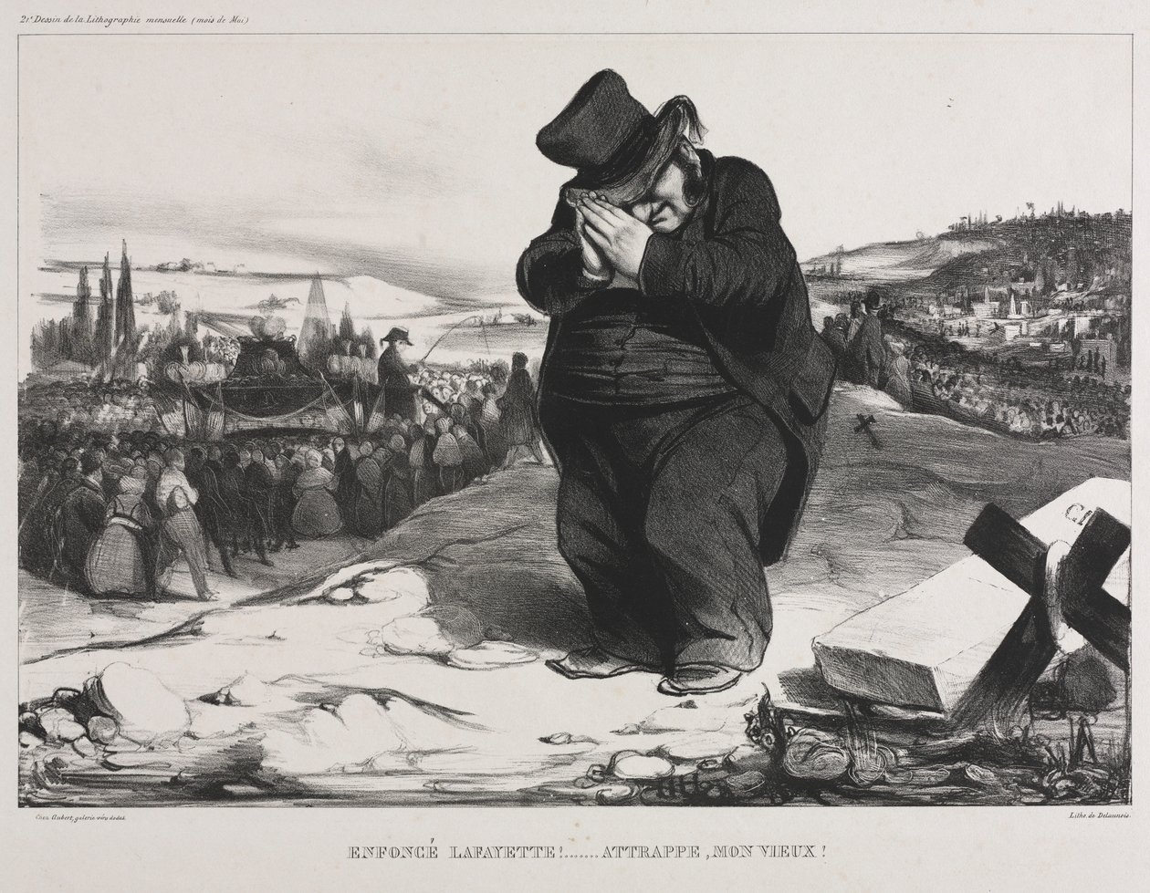 The Monthly Association plate 22: Failed Lafayette! Se palvelee sinua oikein, vanha ystäväni!, 1834. tekijältä Honoré Daumier