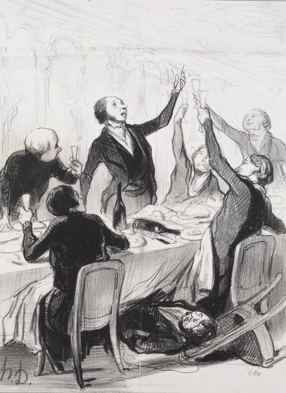Päivän filantroopit, levy 8: 43d Toast... Temperance Societylle, 1844. tekijältä Honoré Daumier