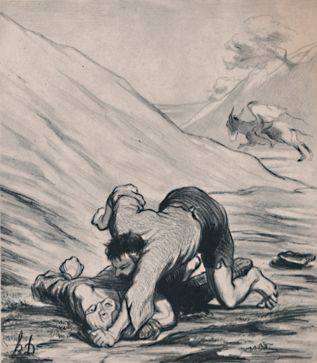 The Robbers and the Donkey, noin 1860-luku, 1946. tekijältä Honoré Daumier