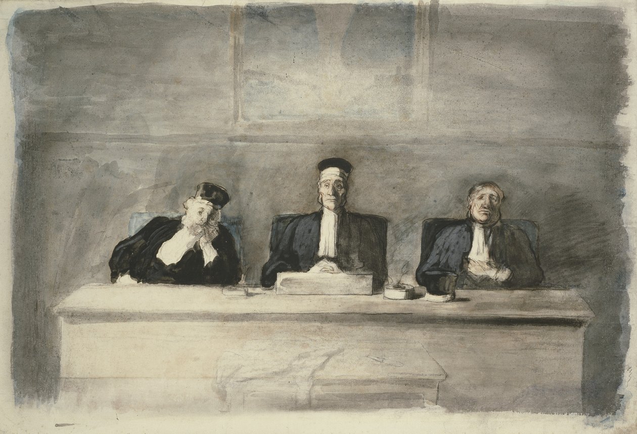 Kolme tuomaria, 1858-60 tekijältä Honoré Daumier