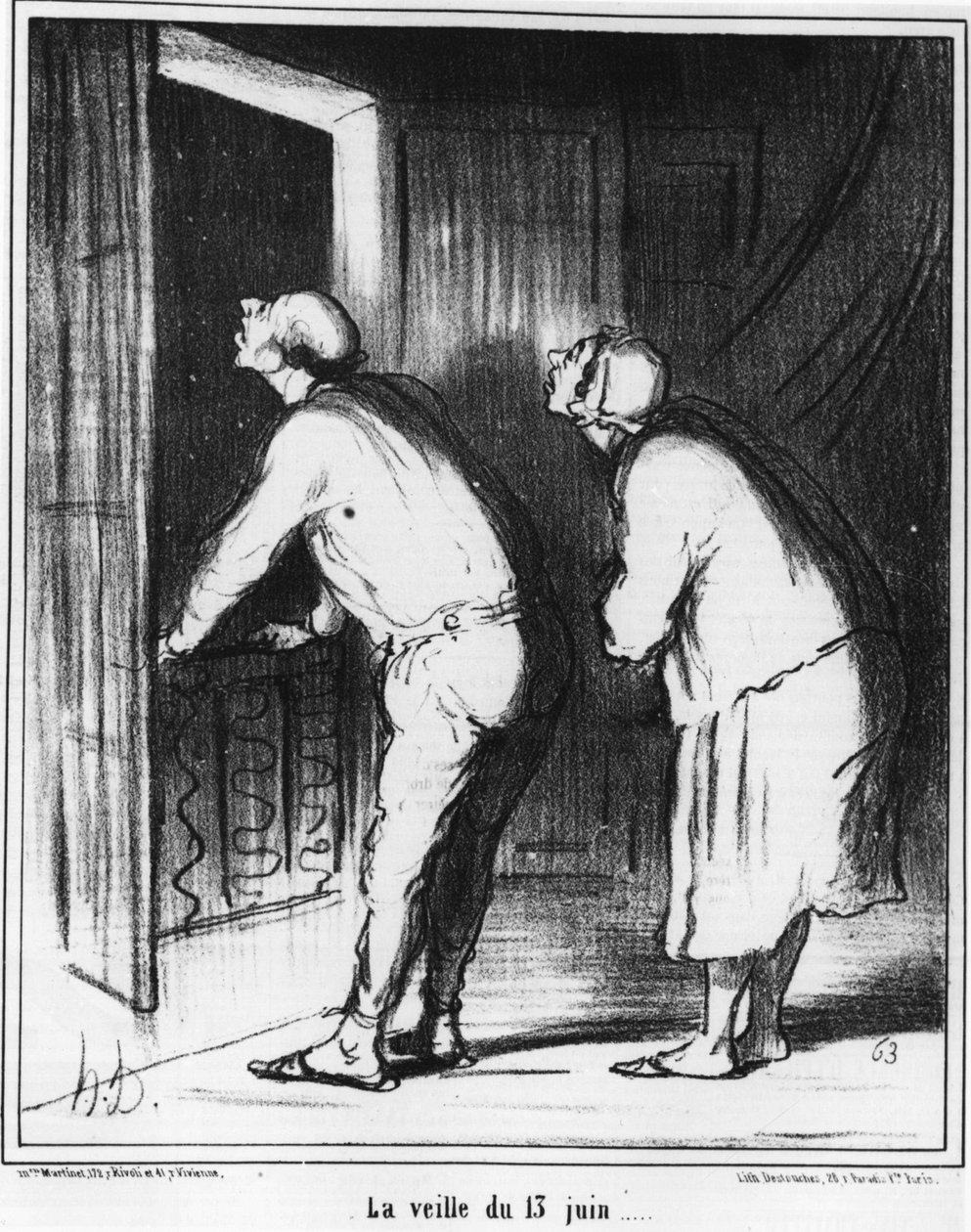 Kesäkuun 13. päivän aattona..., Honore Daumierin (1808-1879) sarjakuva. “Charivari” tekijältä Honoré Daumier