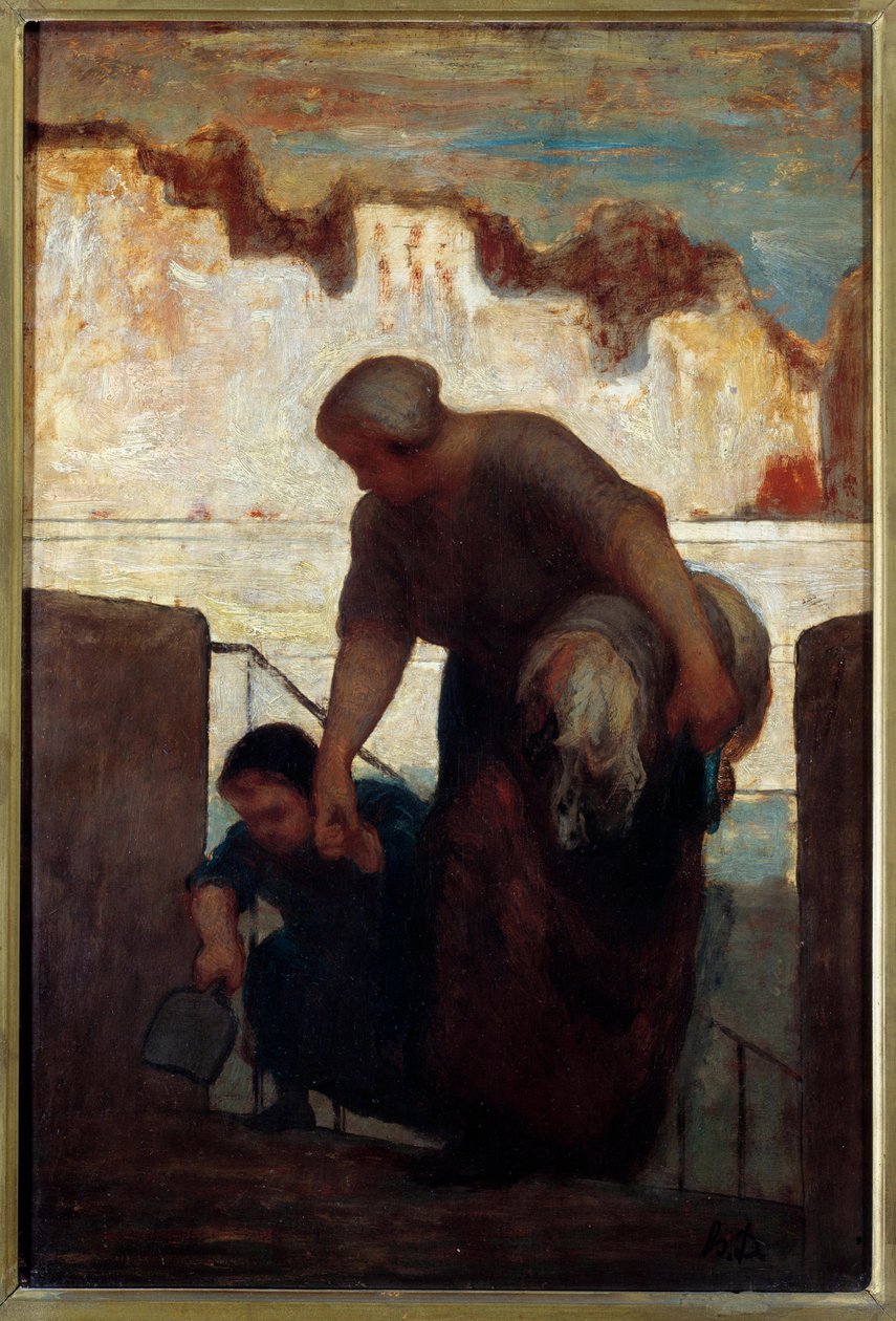 Pyykinpesukone. Honore Daumierin maalaus tekijältä Honoré Daumier