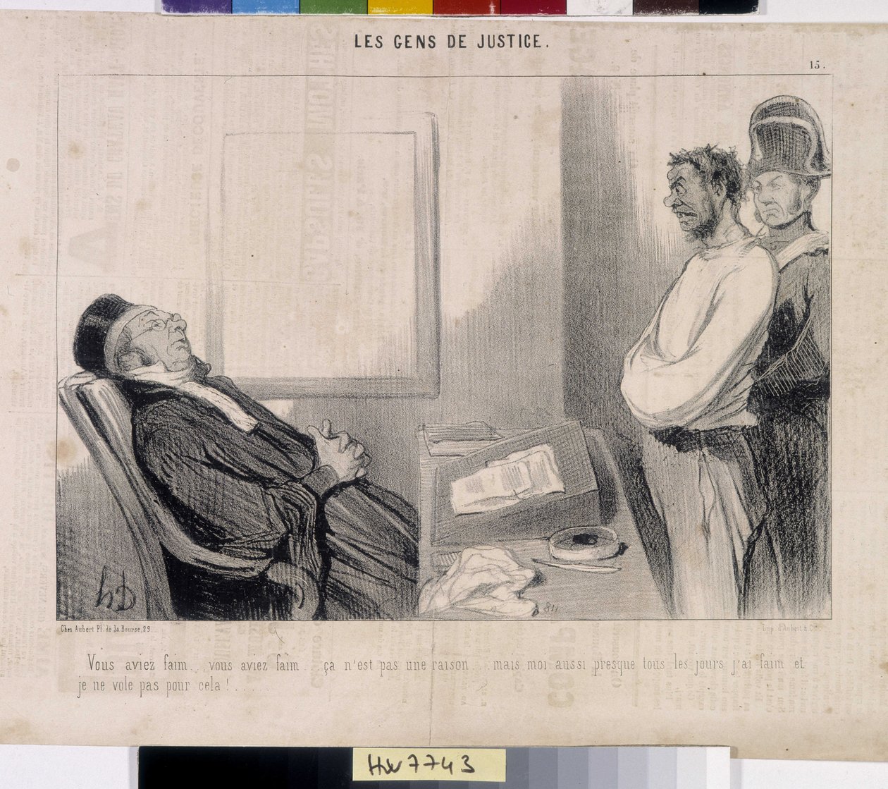 Oikeuden kansan. Sarjakuva Honore Daumier (1808-1879), 37,5x28. Ote sanomalehdestä Le”” Charivari”, Musee des Beaux Arts, Palais Longchamp, Marseille. tekijältä Honoré Daumier