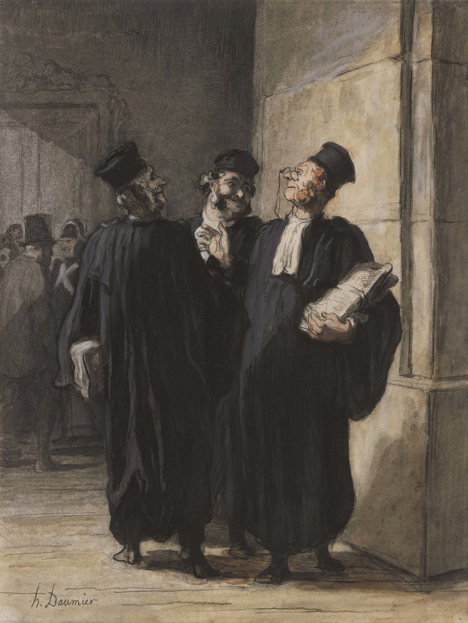 Three Lawyers Conversing, n. 1862-65 tekijältä Honoré Daumier