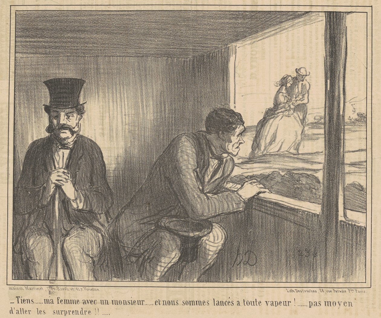 Tässä... vaimoni herrasmiehen kanssa... tekijältä Honoré Daumier