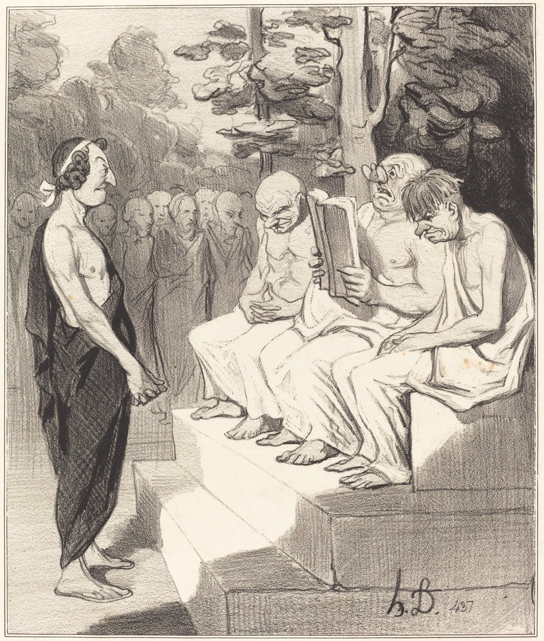 Viisaat kuulustelivat Telemachusta tekijältä Honoré Daumier
