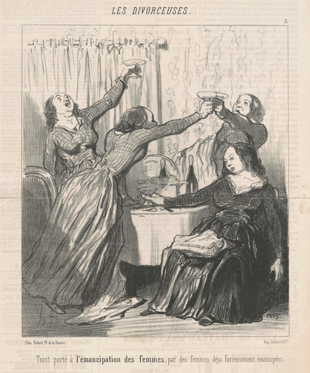 Naisten vapautumiselle nostettu malja... tekijältä Honoré Daumier