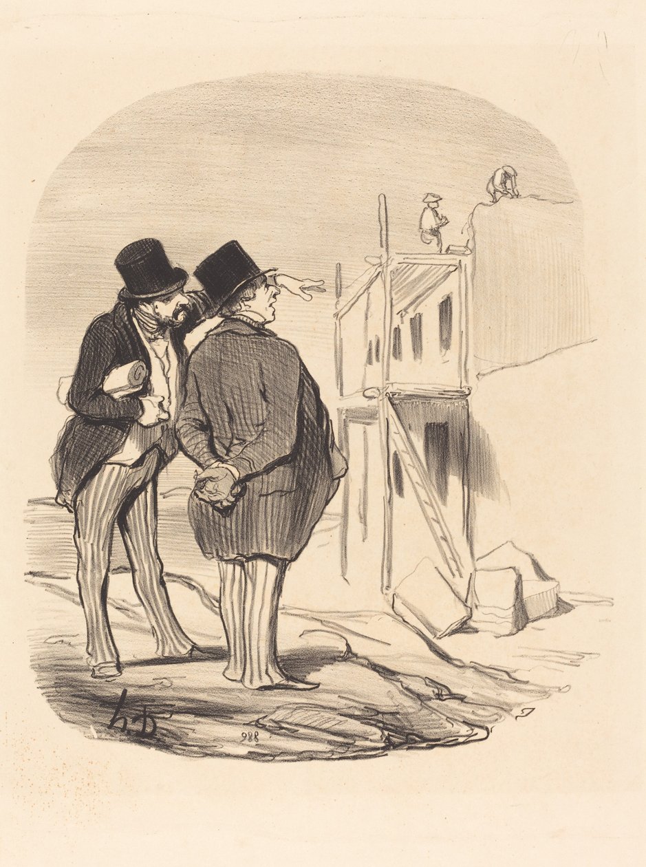 Kaksi miestä raunioiden keskellä tekijältä Honoré Daumier