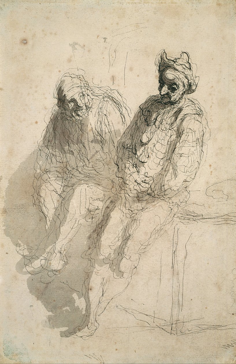 Kaksi Saltimbanques tekijältä Honoré Daumier