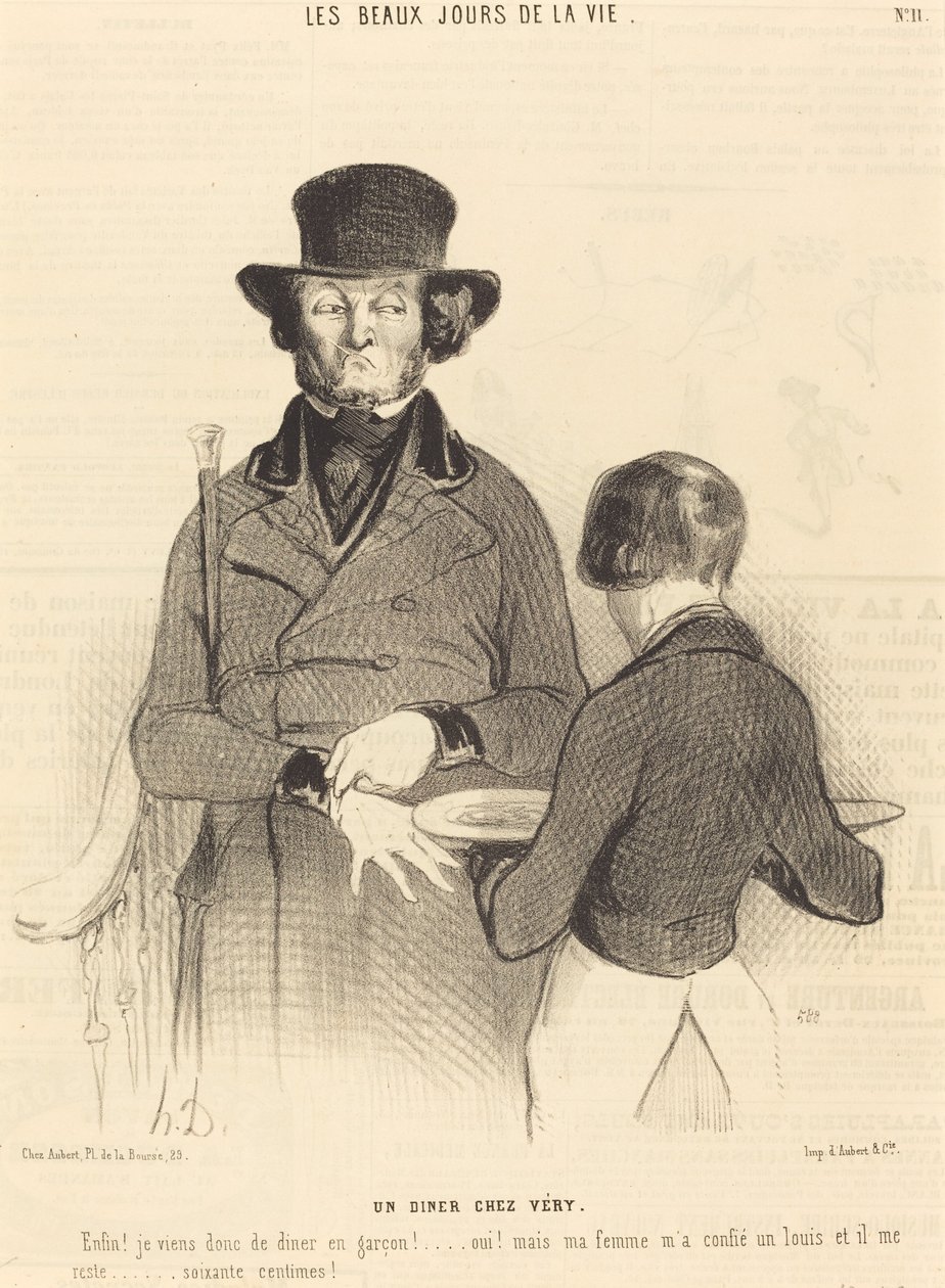 Illallinen Veryssa tekijältä Honoré Daumier