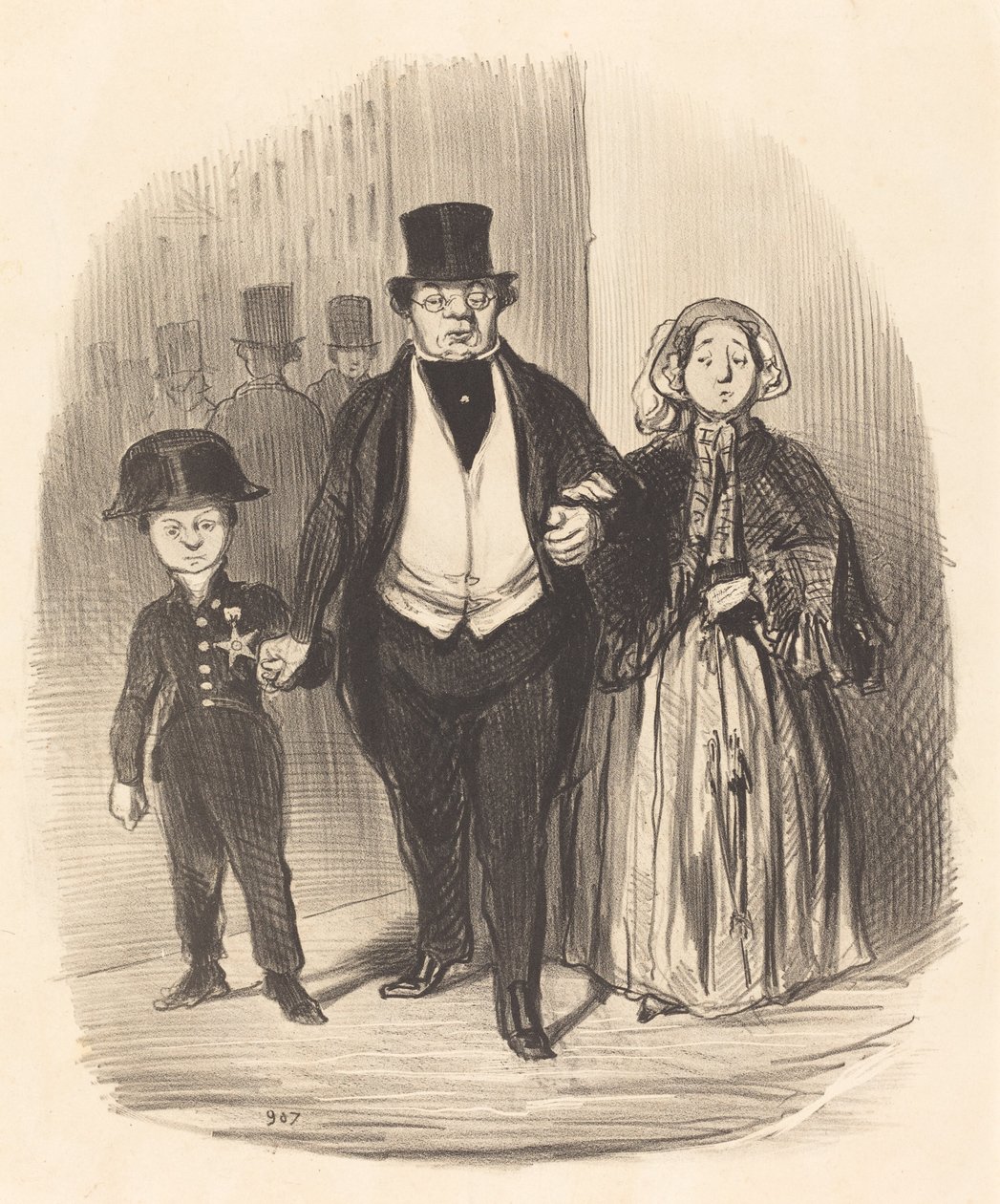Nuori mies, joka on Badinguet-perheen toivo tekijältä Honoré Daumier