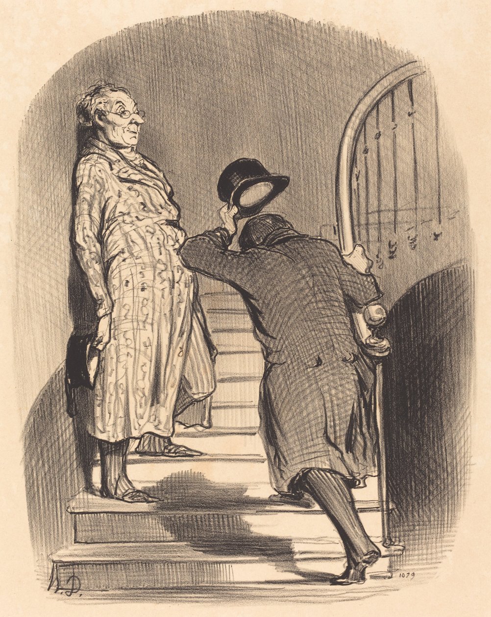 Vuokralainen, joka maksaa määräaikansa tarkasti tekijältä Honoré Daumier