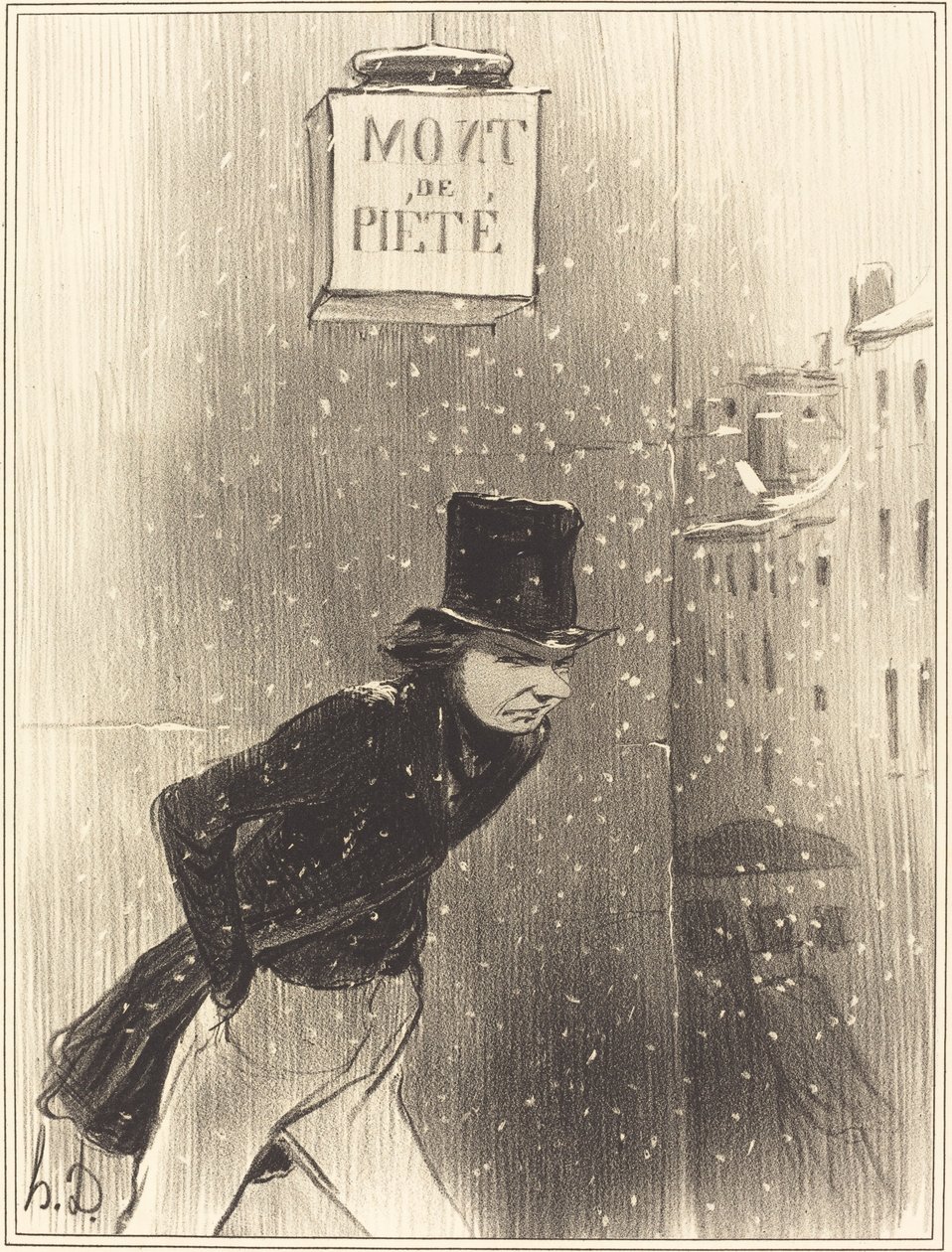 Yrityksensä alapuolella oleva herrasmies tekijältä Honoré Daumier