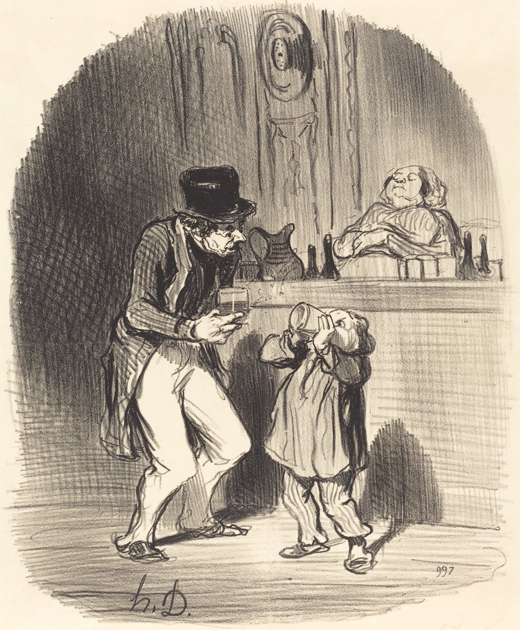 Isä, joka saa poikansa imemään... tekijältä Honoré Daumier