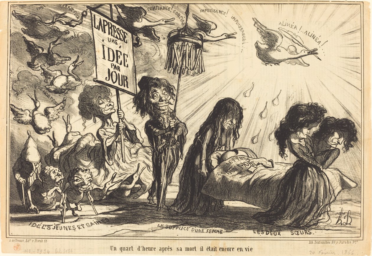 Neljännestuntia kuolemansa jälkeen hän oli vielä elossa (neljännestuntia kuolemansa jälkeen, hän oli vielä elossa) tekijältä Honoré Daumier