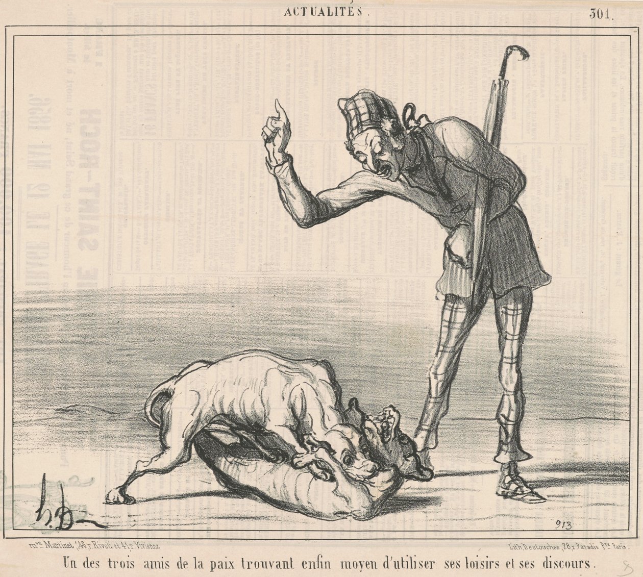 Yksi kolmesta rauhan ystävästä... tekijältä Honoré Daumier
