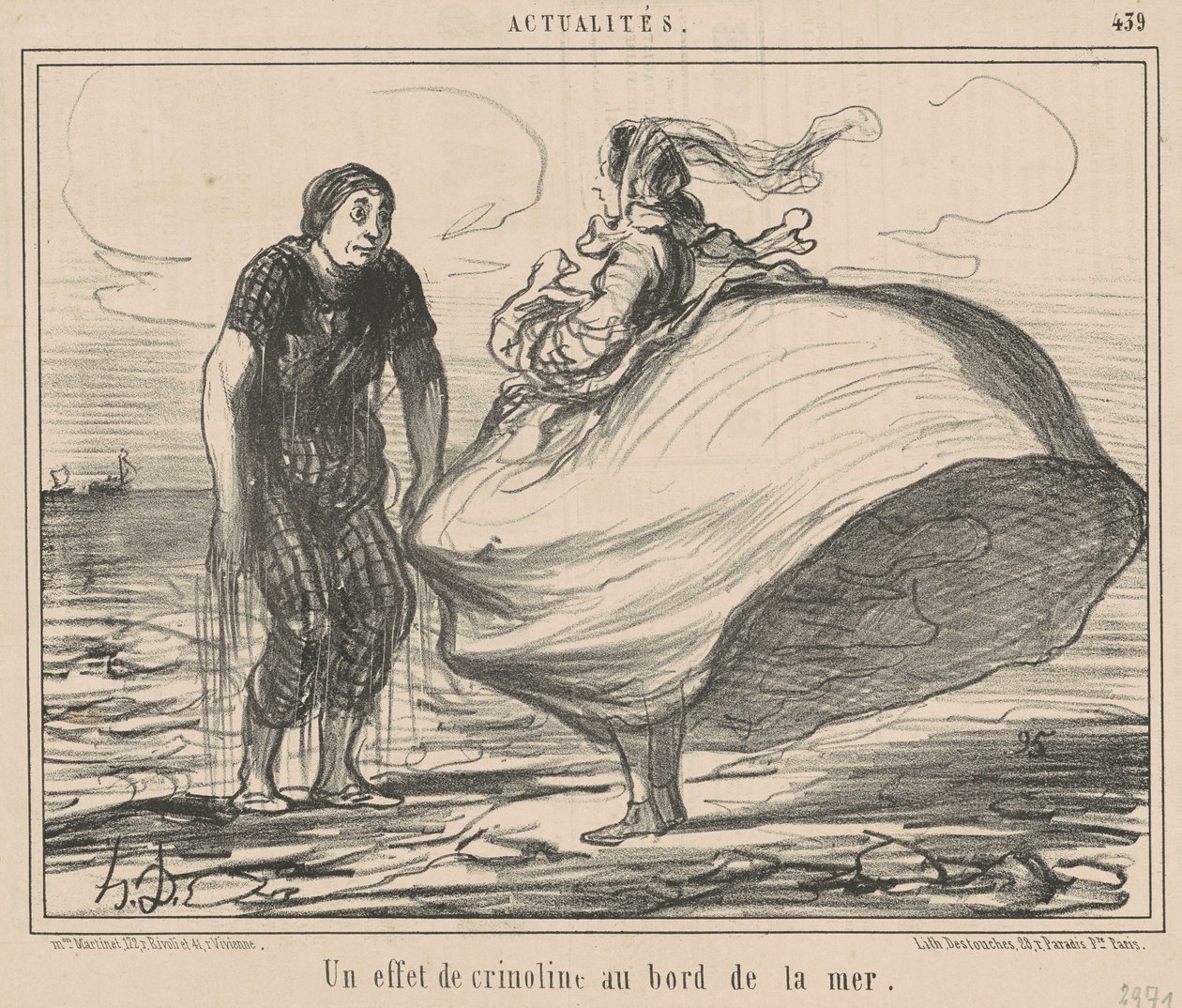 Krinoliiniefekti meren rannalla tekijältä Honoré Daumier