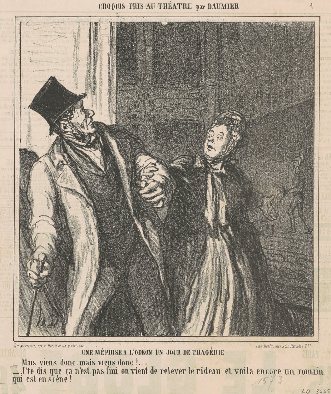 Väärinkäsitys Odeonissa... tekijältä Honoré Daumier